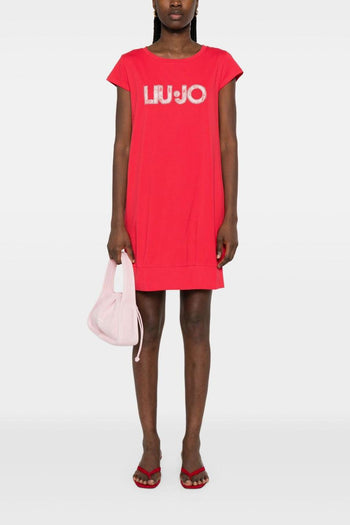 Abito T-shirt Donna Rosso con Logo - 5