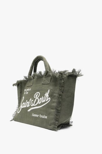 Saint Barth Borsa Vanity Linen Donna Verde - 4