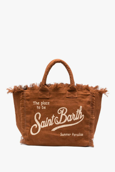 Saint Barth Borsa Vanity Linen Donna Marrone