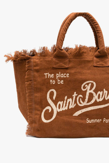 Saint Barth Borsa Vanity Linen Donna Marrone - 2