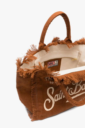 Saint Barth Borsa Vanity Linen Donna Marrone - 4