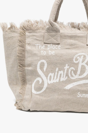 Saint Barth Borsa Vanity Linen Donna Beige - 3