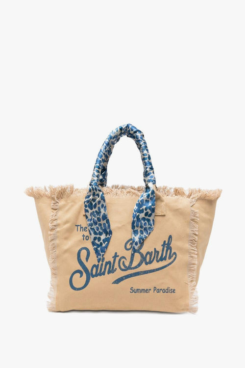Saint Barth Borsa Vanity Foulard Donna Beige-Blu
