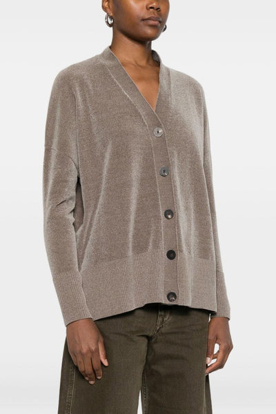 Cardigan Marrone Donna Pannelli a Coste