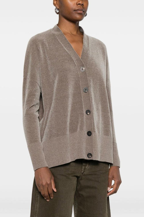 Cardigan Marrone Donna Pannelli a Coste