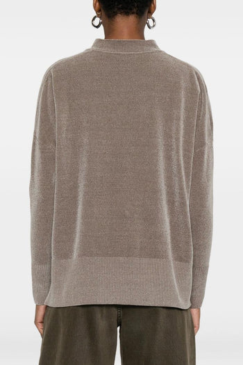 Cardigan Marrone Donna Pannelli a Coste - 3