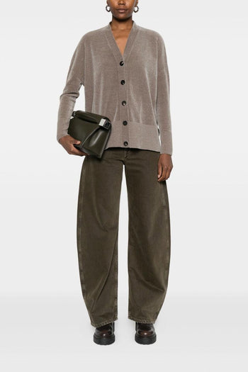 Cardigan Marrone Donna Pannelli a Coste - 2