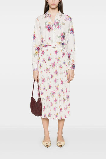 Gonna Donna Midi Plissé con Stampa Floreale - 2