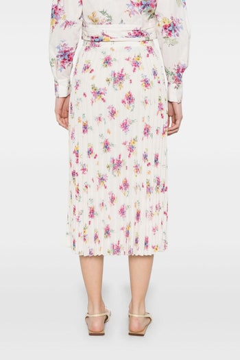 Gonna Donna Midi Plissé con Stampa Floreale - 5