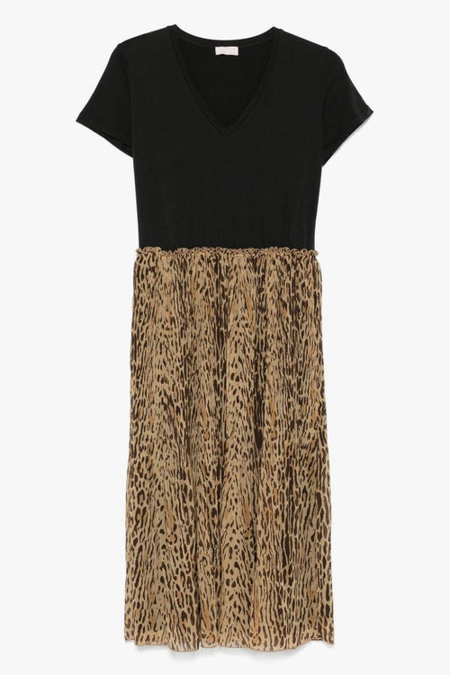 Abito Donna Nero con Gonna Animalier