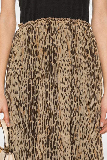 Abito Donna Nero con Gonna Animalier - 2