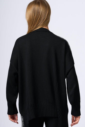 Maglia Bordo Jacquard Nero Donna - 5