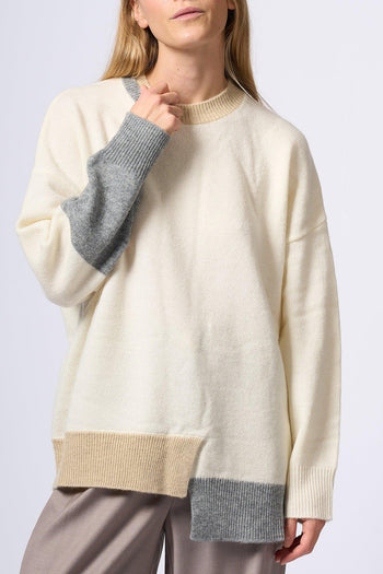 Maglione Asimmetrico Beige/grigio Donna - 3