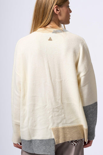 Maglione Asimmetrico Beige/grigio Donna - 5