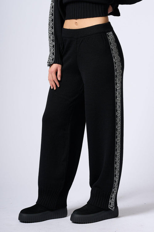 Pantalone Jacquard Nero Donna - 2