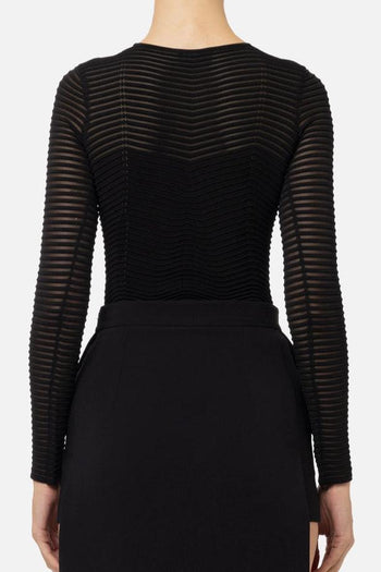 Body Motivo Chevron Nero Donna - 3