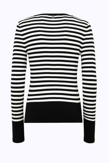 Maglia a Righe con Spilla Bianco/Nero Donna - 2