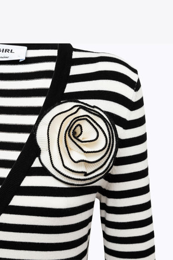 Maglia a Righe con Spilla Bianco/Nero Donna - 3