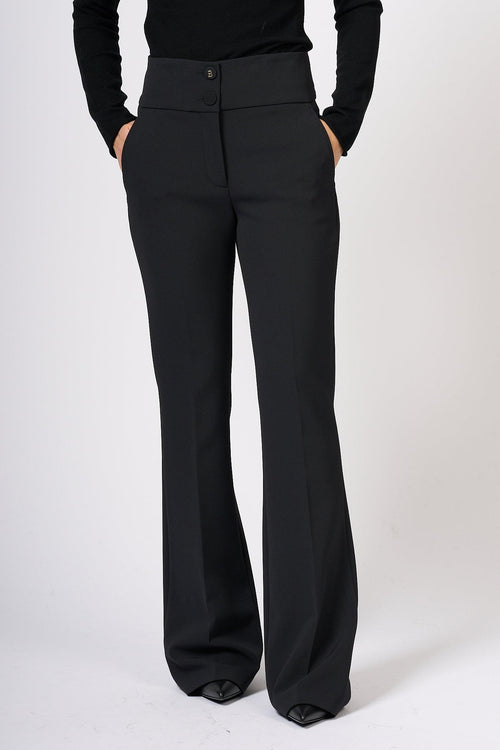 Pantalone Flare in Crepe Nero Donna