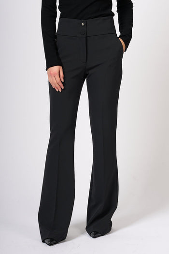 Pantalone Flare in Crepe Nero Donna - 4