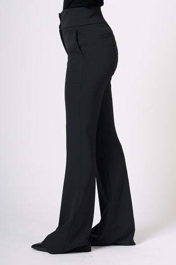 Pantalone Flare in Crepe Nero Donna - 5