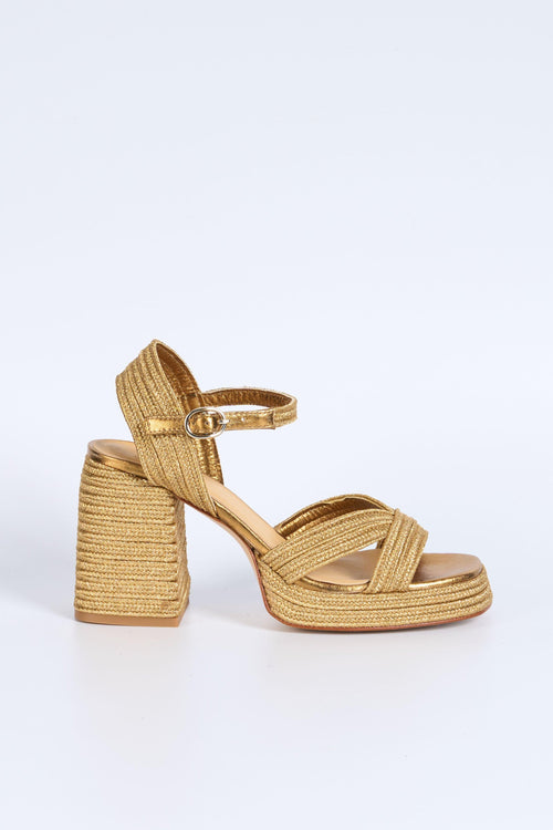 Sandalo Tacco Valle Oro Donna