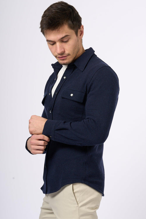 Camicia Cashmere Blu Uomo