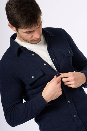 Camicia Cashmere Blu Uomo - 6