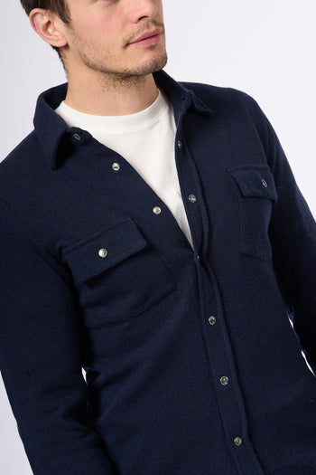 Camicia Cashmere Blu Uomo - 7