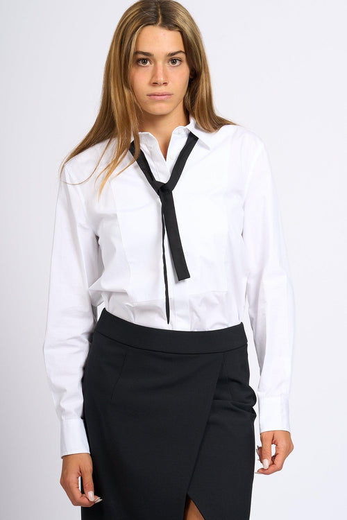 Camicia con cravattino Bianco Donna