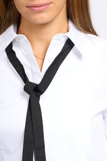 Camicia con cravattino Bianco Donna - 7