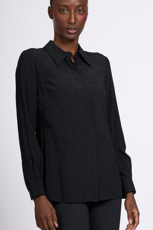 Camicia Jacquard Nero Donna