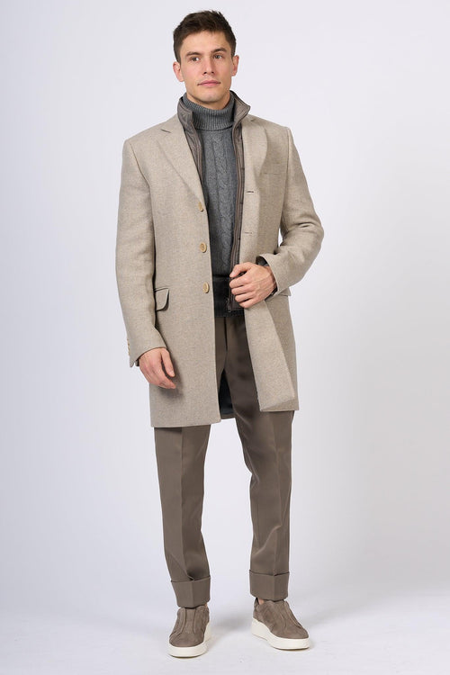 Easy Double Coat Beige Uomo - 2