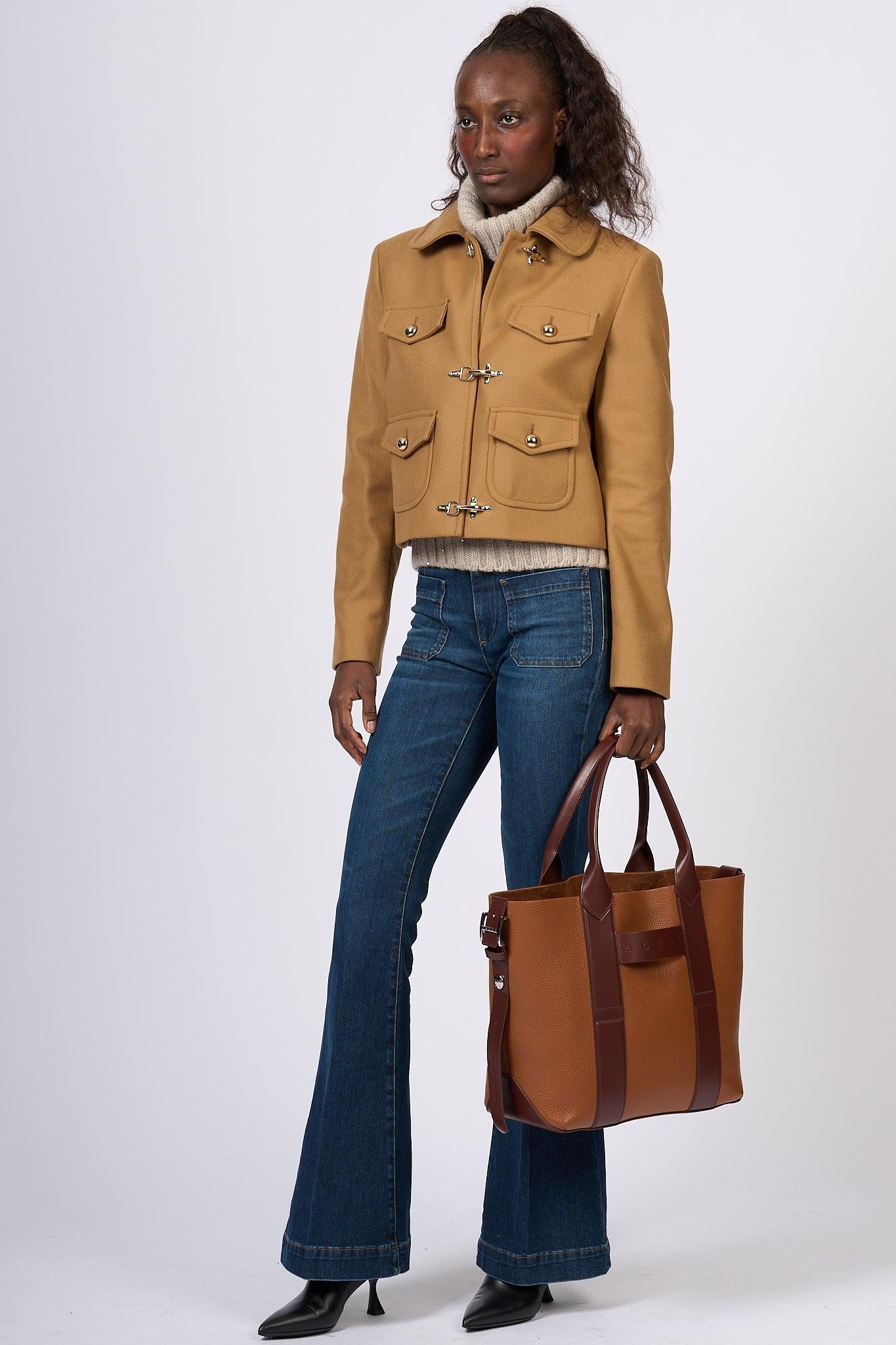 Giacca Ganci in Panno Cammello Donna su Progetto Seta