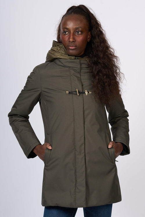 Giaccone Toggle Coat in Nylon Verde Donna