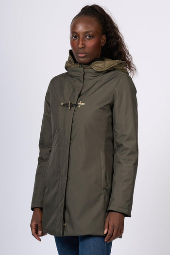 Giaccone Toggle Coat in Nylon Verde Donna - 3