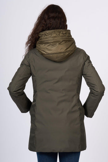 Giaccone Toggle Coat in Nylon Verde Donna - 4