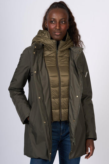 Giaccone Toggle Coat in Nylon Verde Donna - 7