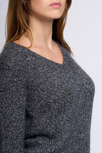 Maglia A V Grigio Donna - 6