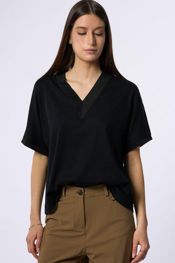 Maglia scollo V Nero Donna - 3