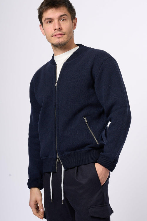 Bomber In Maglia Blu Navy Uomo