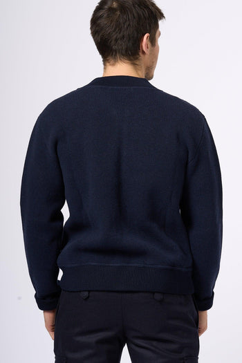 Bomber In Maglia Blu Navy Uomo - 3