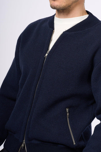 Bomber In Maglia Blu Navy Uomo - 4