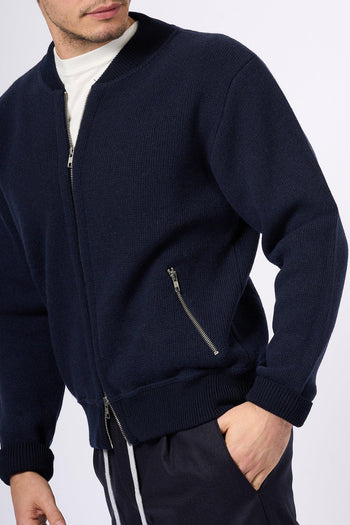 Bomber In Maglia Blu Navy Uomo - 5