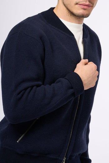 Bomber In Maglia Blu Navy Uomo - 6