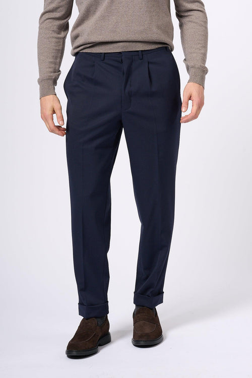 Pantalone con Pinces Blu Uomo