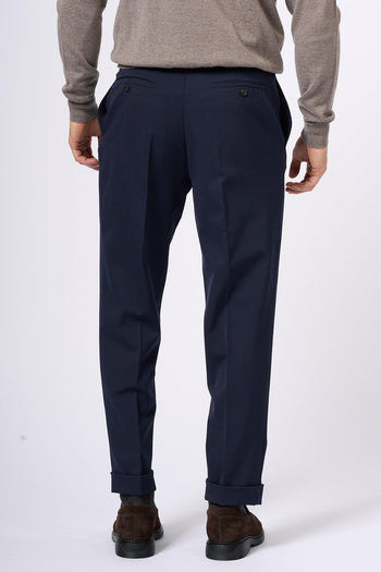 Pantalone con Pinces Blu Uomo - 4