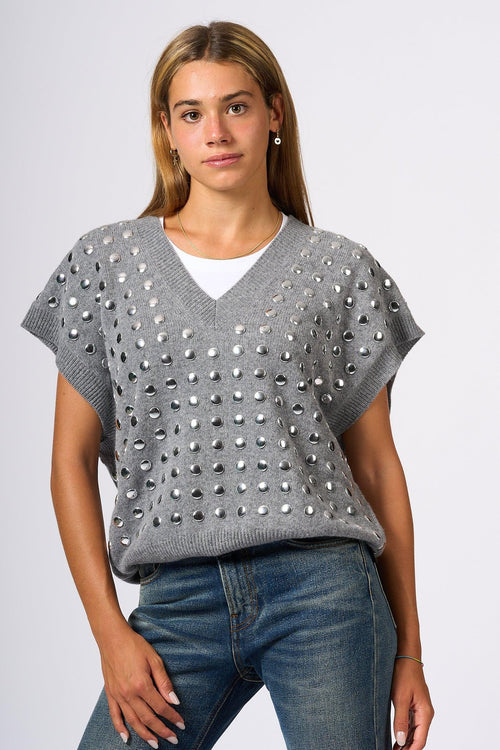 Maglia Borchie Grigio Donna - 1