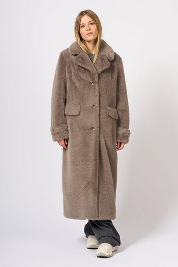 Cappotto Ecopelliccia Tortora Donna - 4