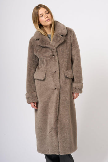 Cappotto Ecopelliccia Tortora Donna - 5